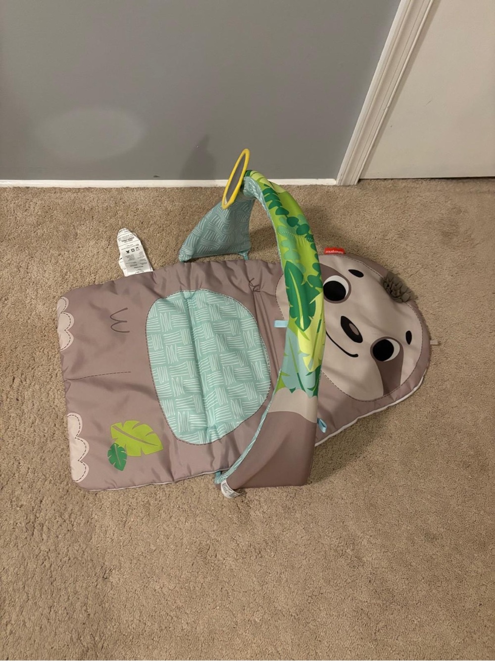 Sloth Baby Play Mat with Green Accent